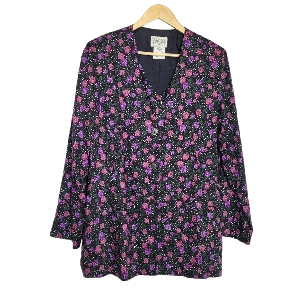 Vintage Northern Traditions Floral Blazer and Vest Set